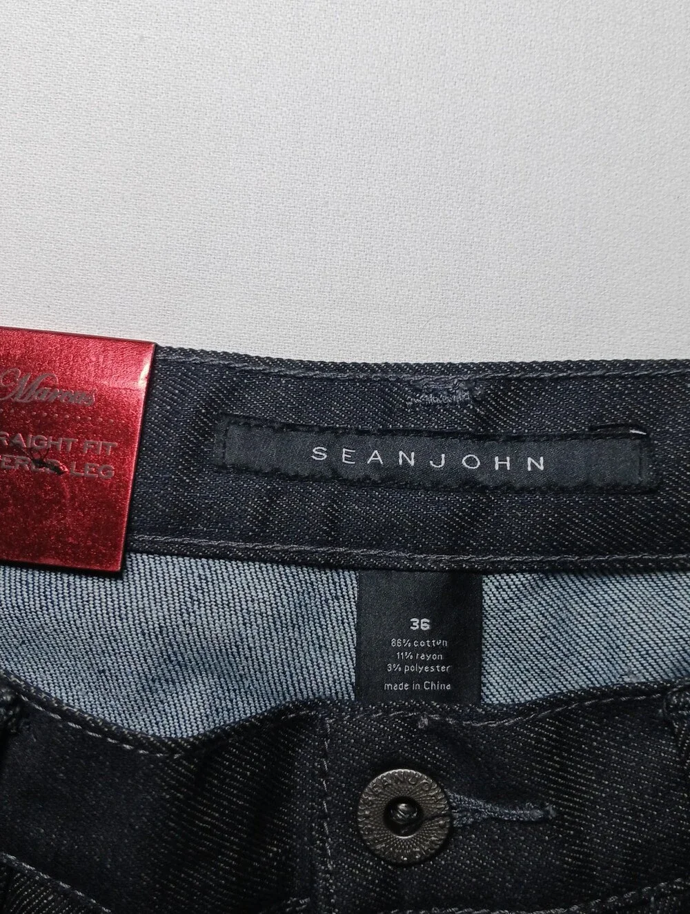 Sean John Marcus Mens Straight Tapered Leg Jeans 36X34 Black Stretch Denim NWT